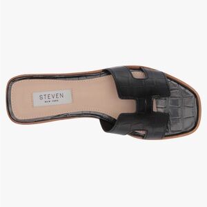 Steven By Steve Madden Black Croc-Embossed Slide Sandal